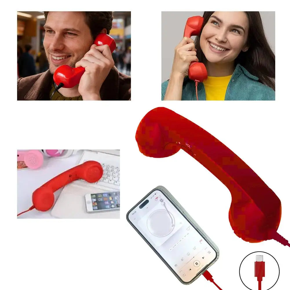 Retro Phone Handset for Type-C & 3.5mm Smartphones