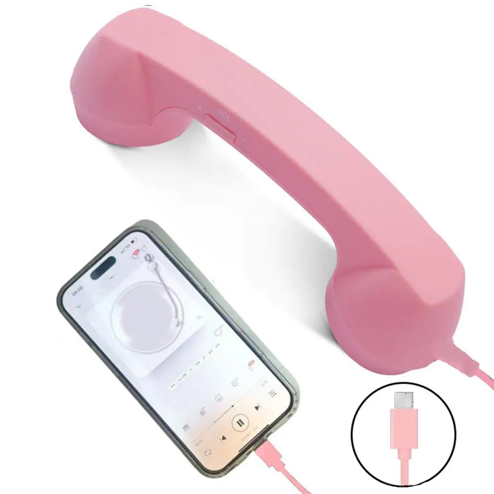 Retro Phone Handset for Type-C & 3.5mm Smartphones